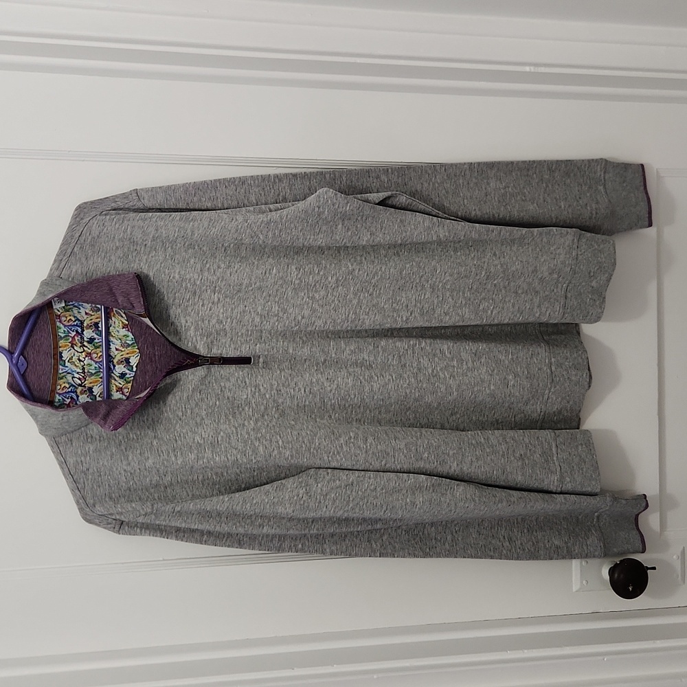 Robert Graham Grey 1/4 Zip Long Sleeve Knit Men's Pullover Size XL